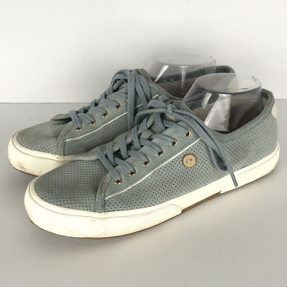 FAGUO Suede Perforated Sneaker Men's 8 / 40 Birch Blue Leather Lace Up Comfort - Picture 2 of 14